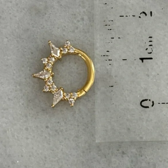 Gold Crystal Spike Helix Daith Tragus Septum Hoop Ring Earring 

Brand New - Picture 5 of 5